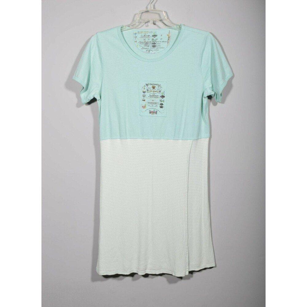 90s Julie Mango USA Cotton Mint Green T Shirt Faux Wrap Garden Midi Dress Sz L